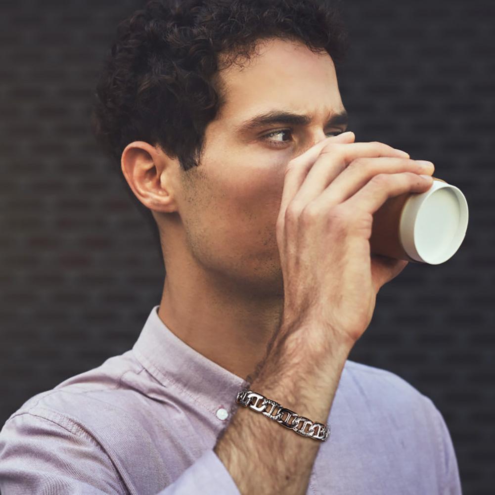 14K gold plated Crocodile Grain Carving Cuban Link Bracelet .