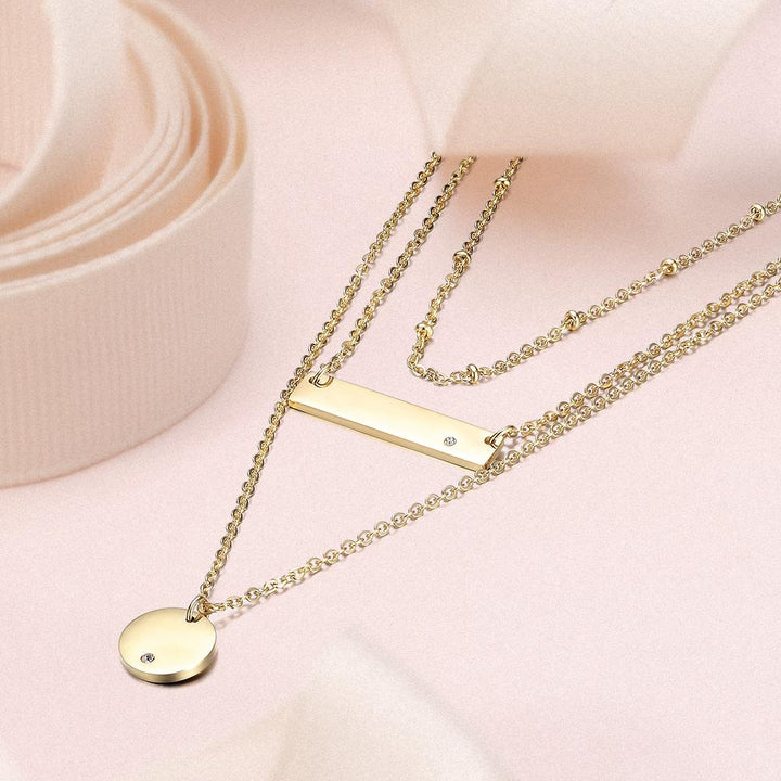 14K Gold Plated Triple Layer Pendant Necklace