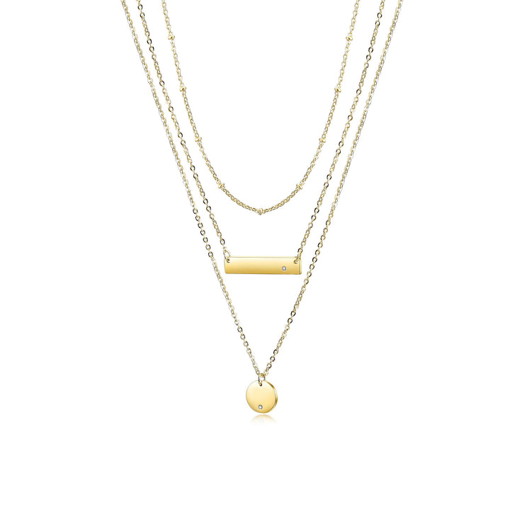 14K Gold Plated Triple Layer Pendant Necklace