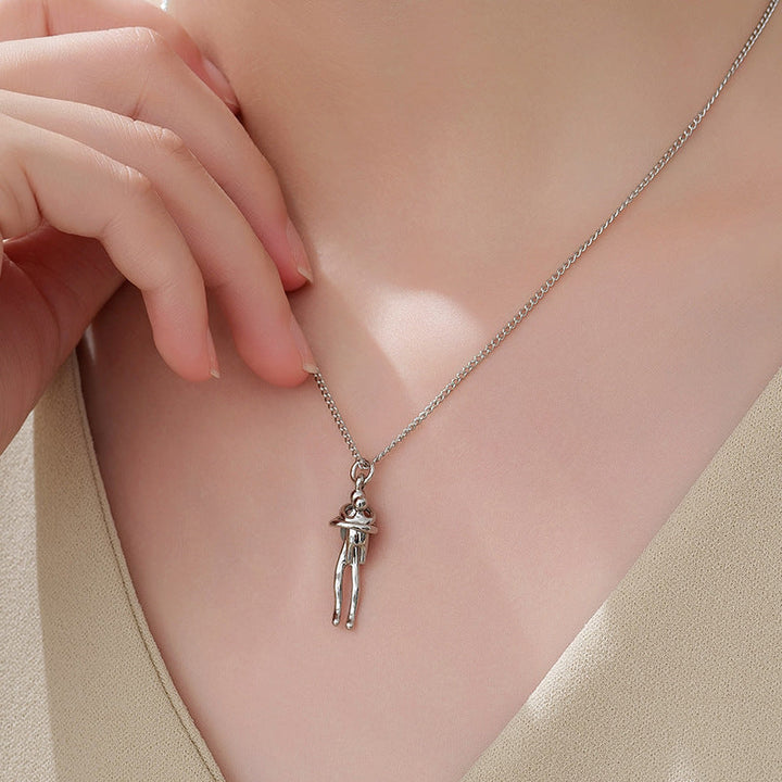Mother & Child Hugging Pendant Necklace