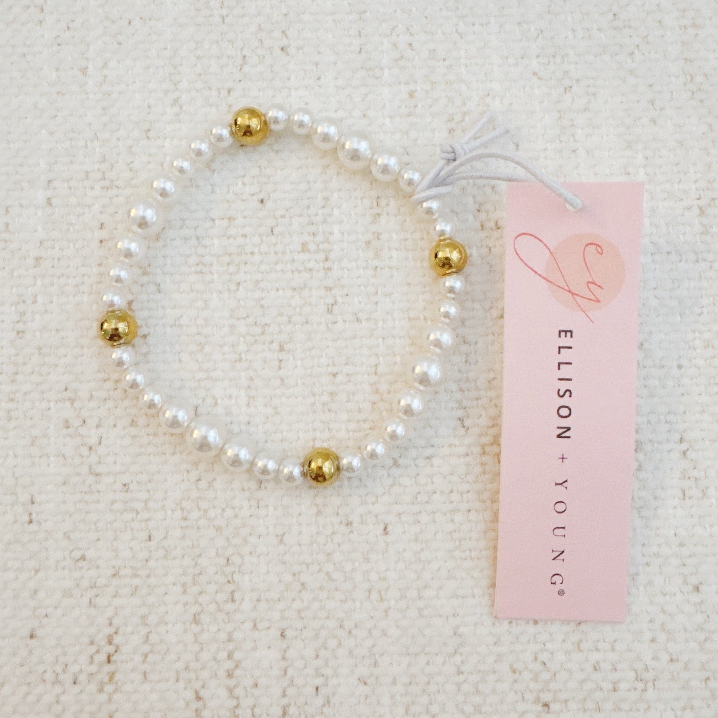 18K gold plate Beaded and pearl Stretch Bracelet.