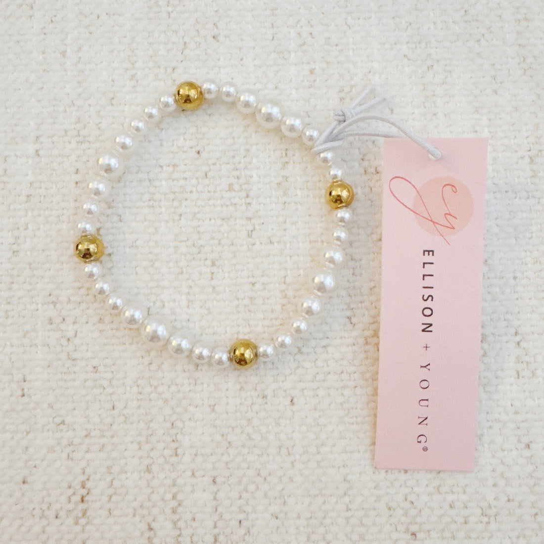 18K gold plate Beaded and pearl Stretch Bracelet.