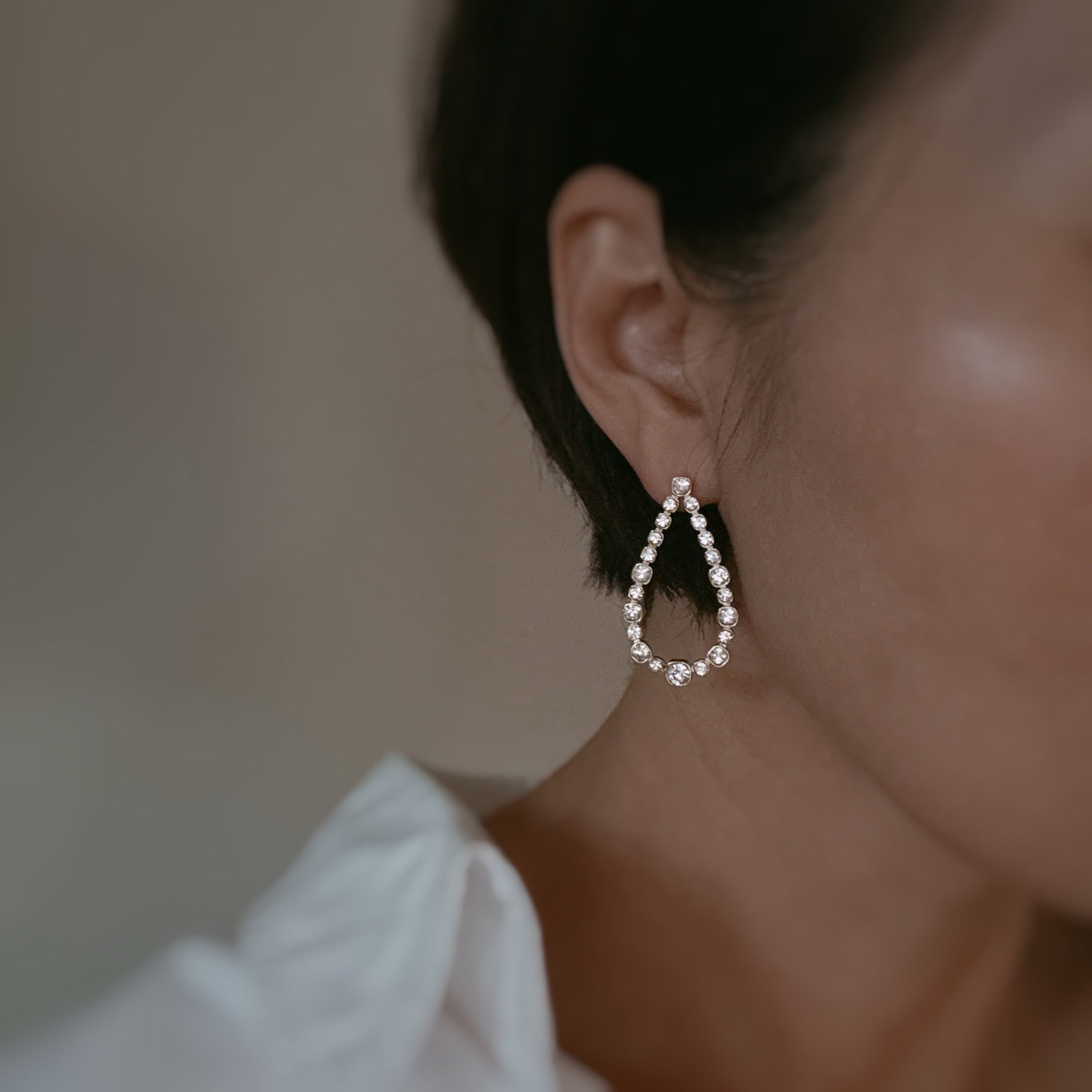 18K Gold Plated Teardrop Diamond Earrings