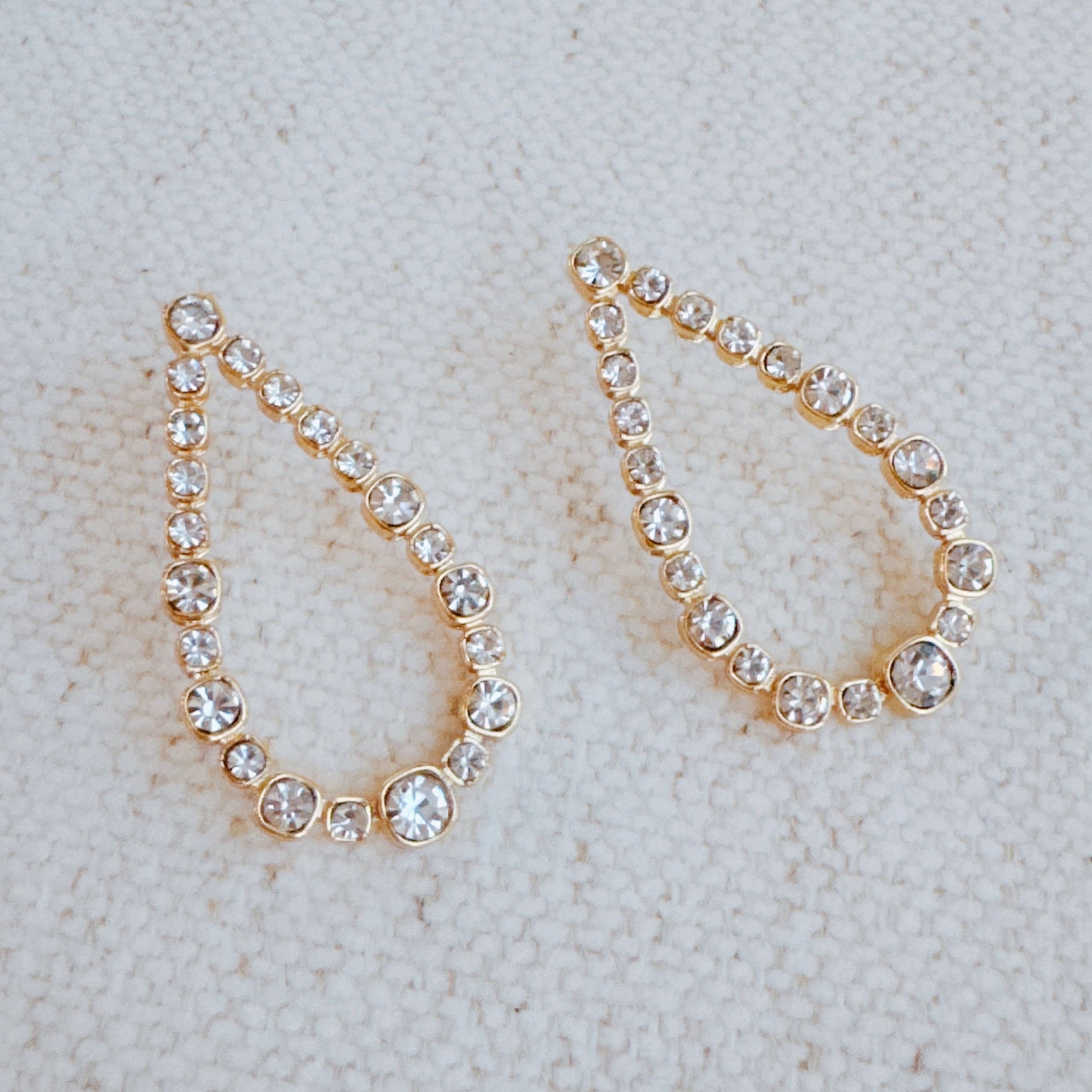 18K Gold Plated Teardrop Diamond Earrings