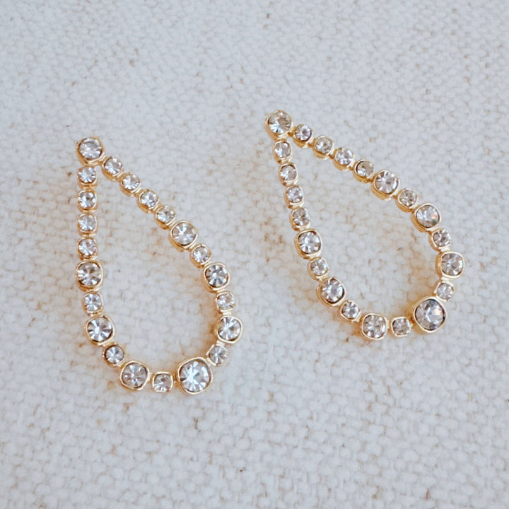 18K Gold Plated Teardrop Diamond Earrings