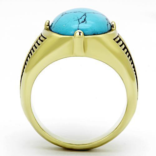 Men Stainless Steel Synthetic Turquoise Rings