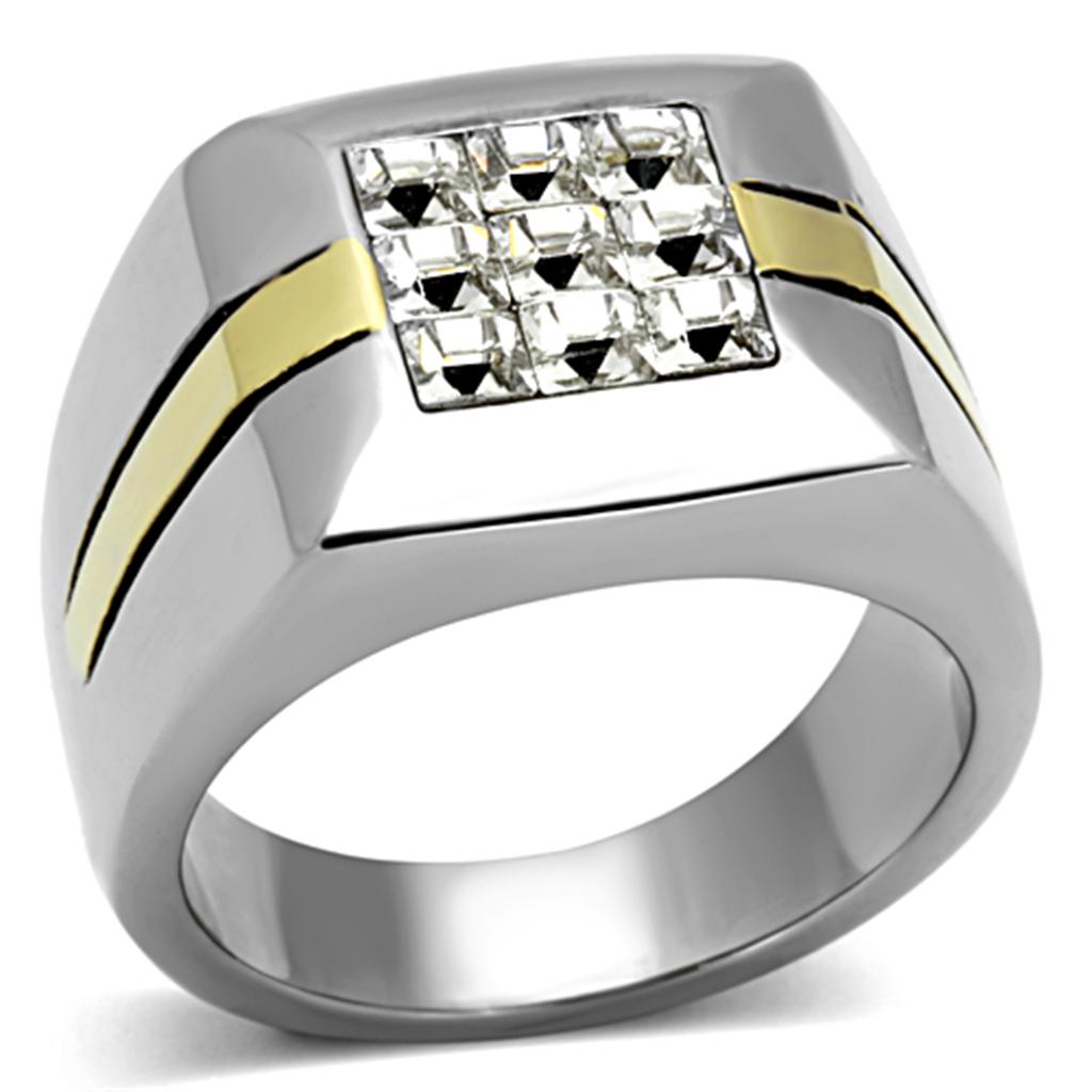 Men Stainless Steel Synthetic Crystal Rings