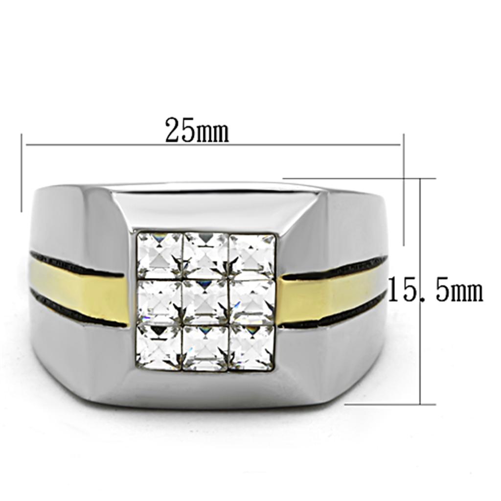Men Stainless Steel Synthetic Crystal Rings
