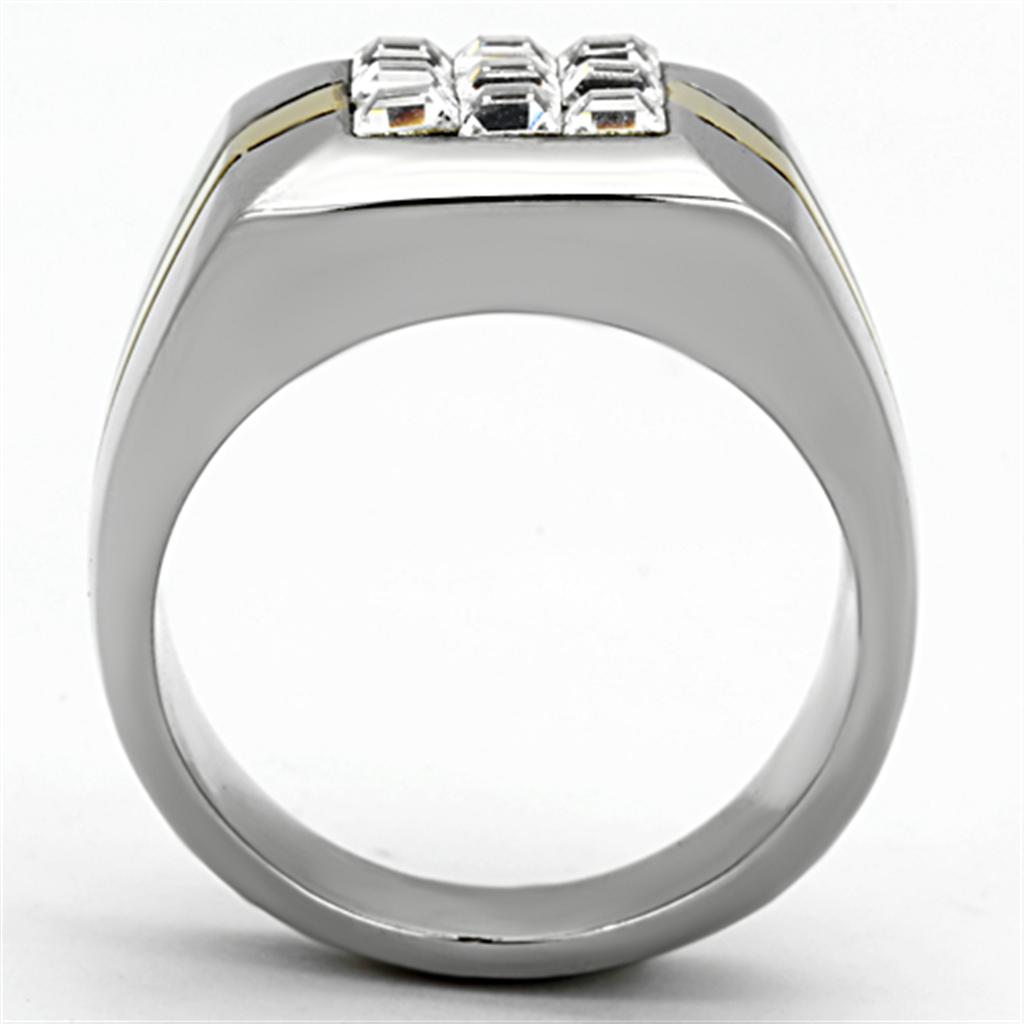Men Stainless Steel Synthetic Crystal Rings