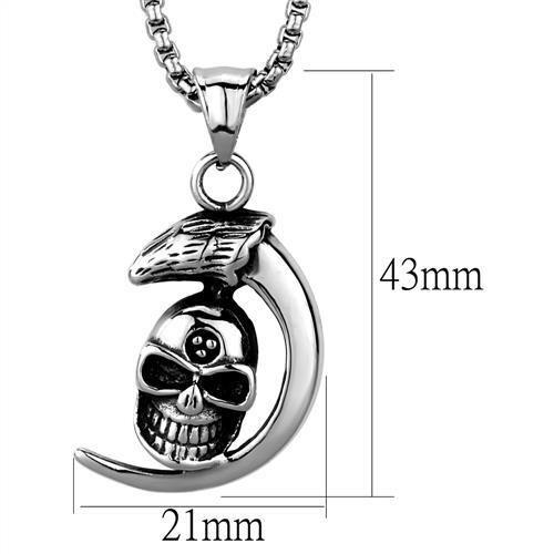 High polished Stainless Steel Skull Necklace