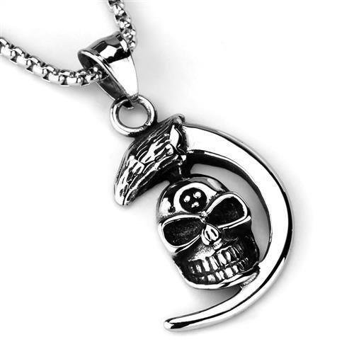 High polished Stainless Steel Skull Necklace