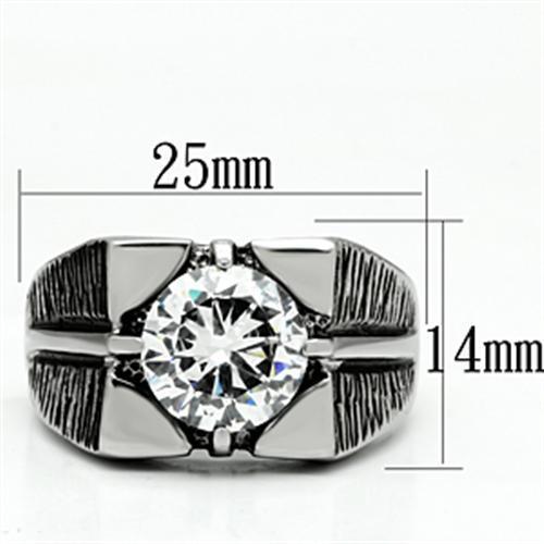 Men Stainless Steel Cubic Zirconia Rings TK701