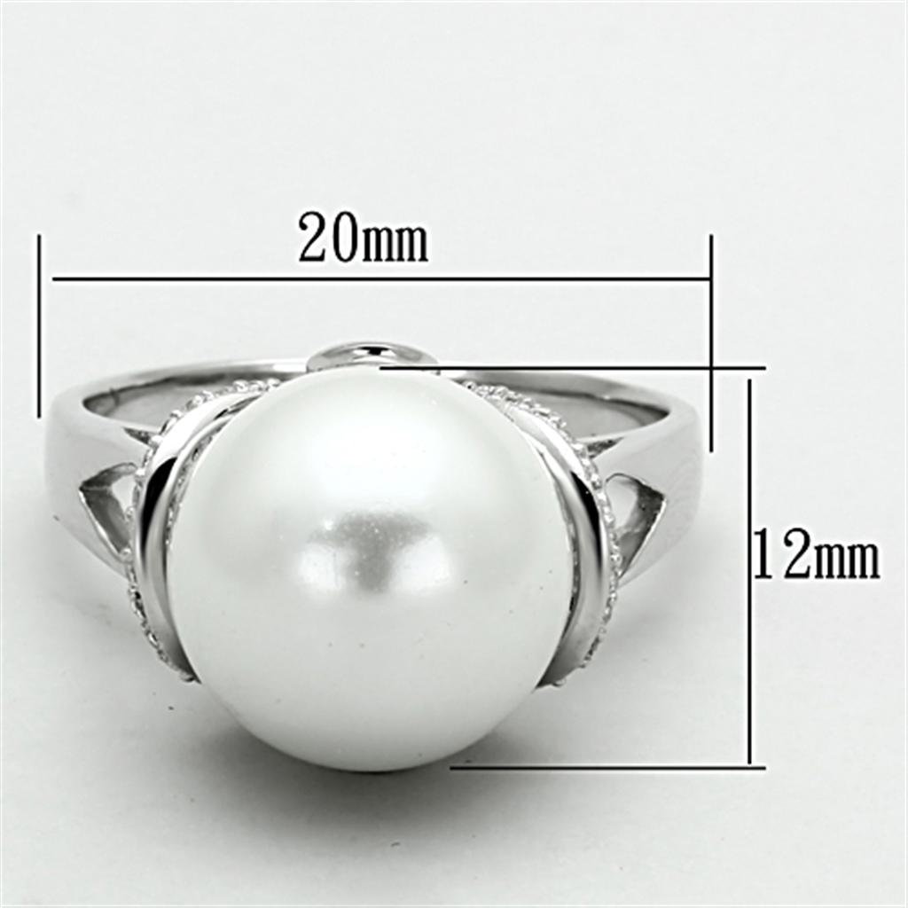 925 Sterling Silver Ring with  Pearl in White