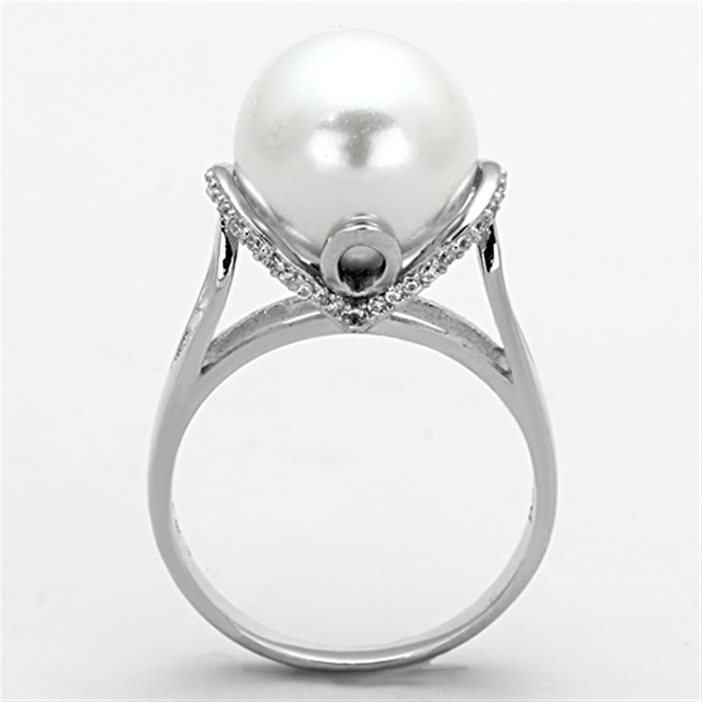 925 Sterling Silver Ring with  Pearl in White