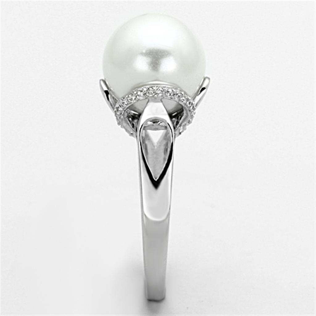 925 Sterling Silver Ring with  Pearl in White
