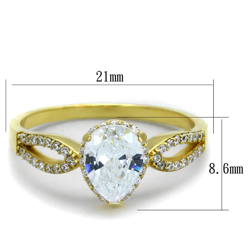 18K Gold  Plated 925 Sterling Silver Ring with AAA Grade CZ