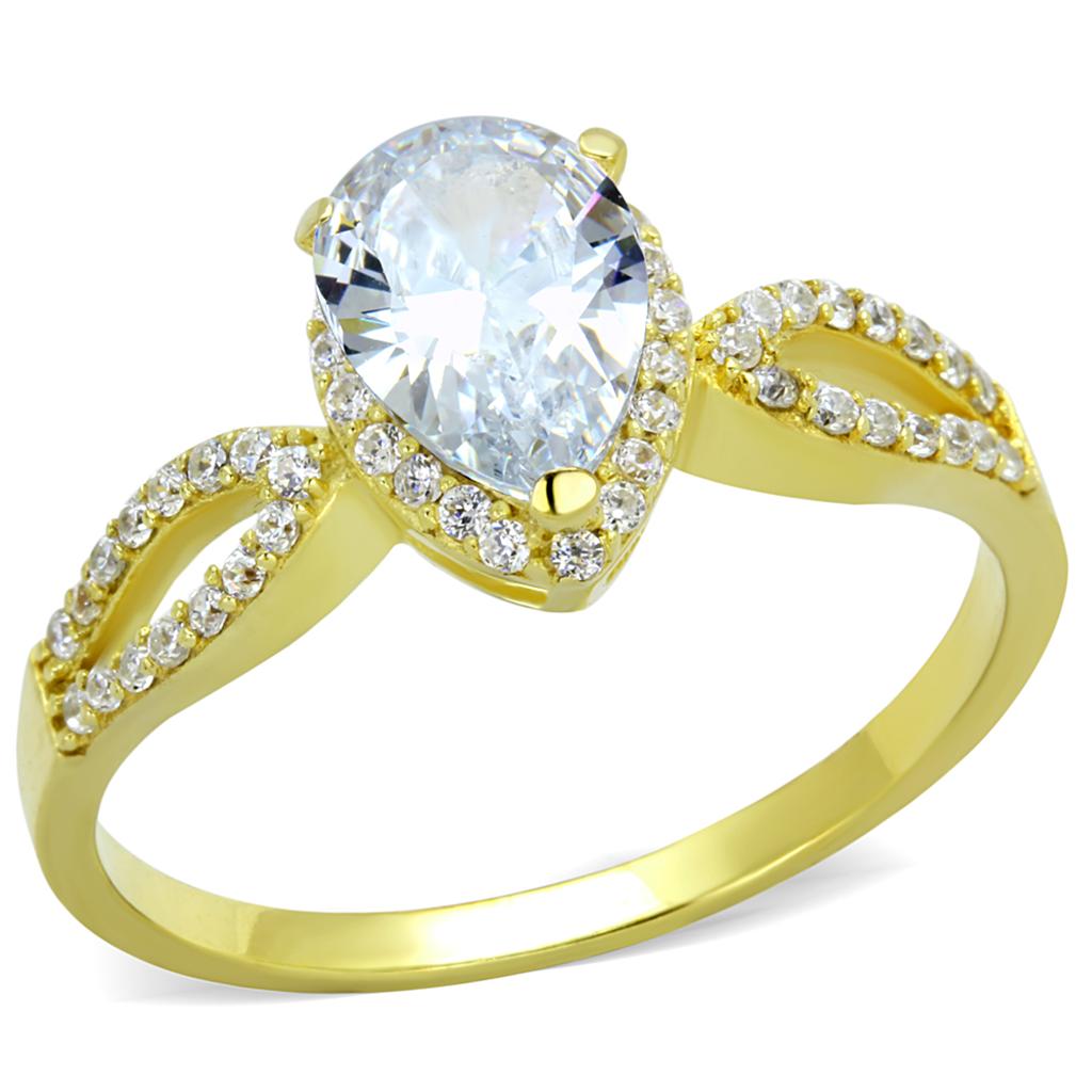 18K Gold  Plated 925 Sterling Silver Ring with AAA Grade CZ