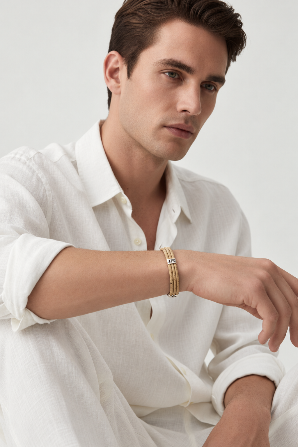 Triple Layer Natural Cork Bracelet for Men