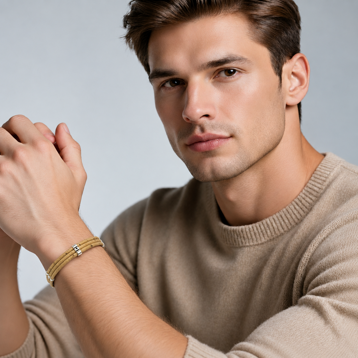 Triple Layer Natural Cork Bracelet for Men