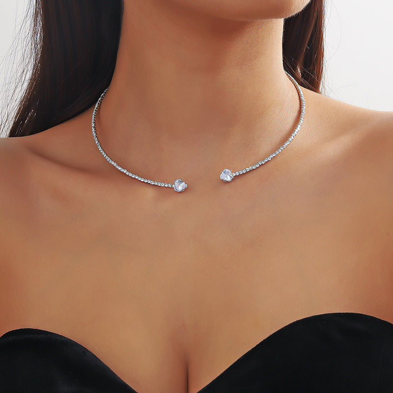 14K Gold Pated Heart Collar Choker Necklace