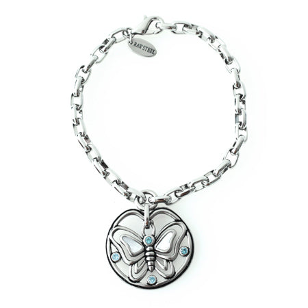 Aquamarine &  White Mother of Pearl Butterfly bracelet