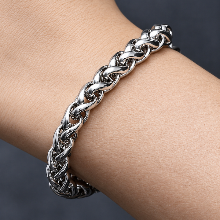 Men's Silver Twisted Rope Chain Bracelet