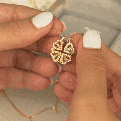 18K Gold Plated LuckyClover- Four Leaf Heart Shape Necklace