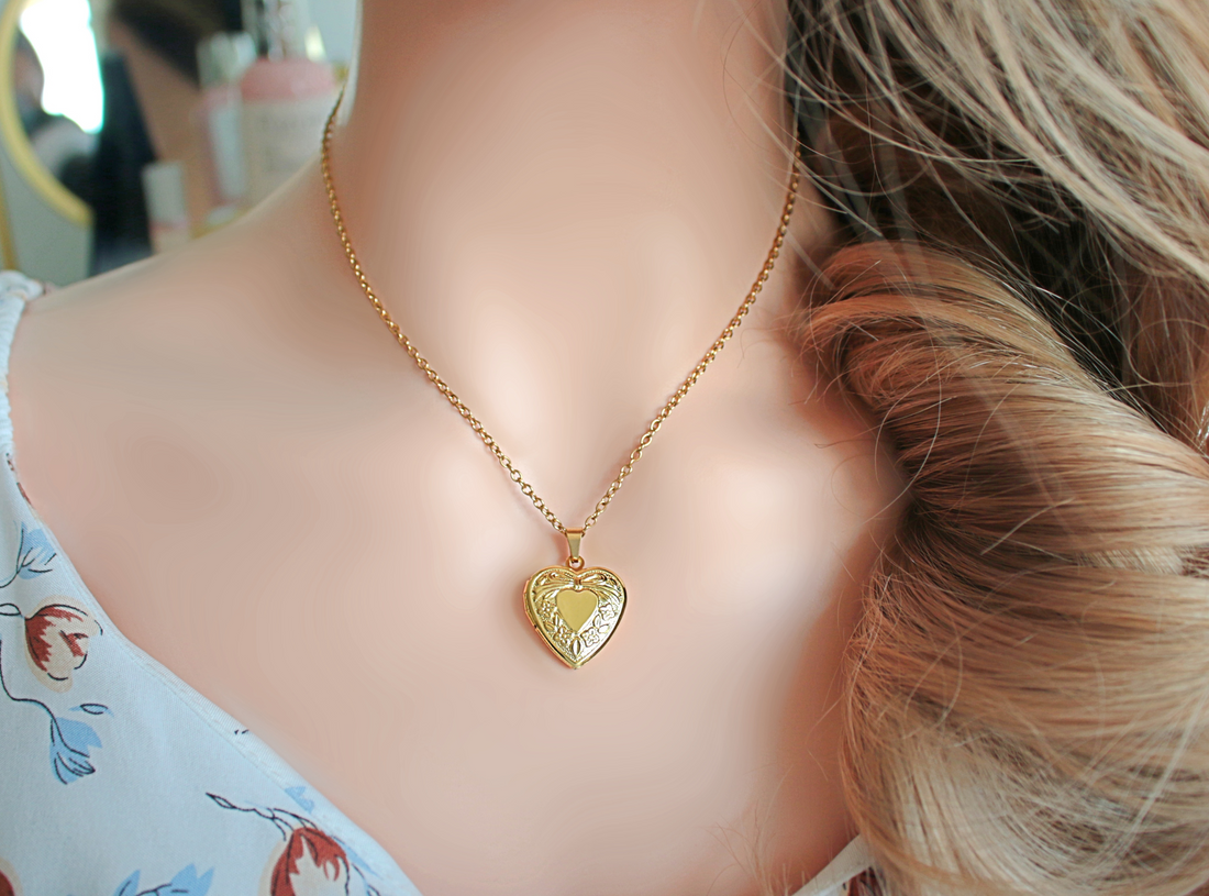 24K gold plated Heart Locket Necklace