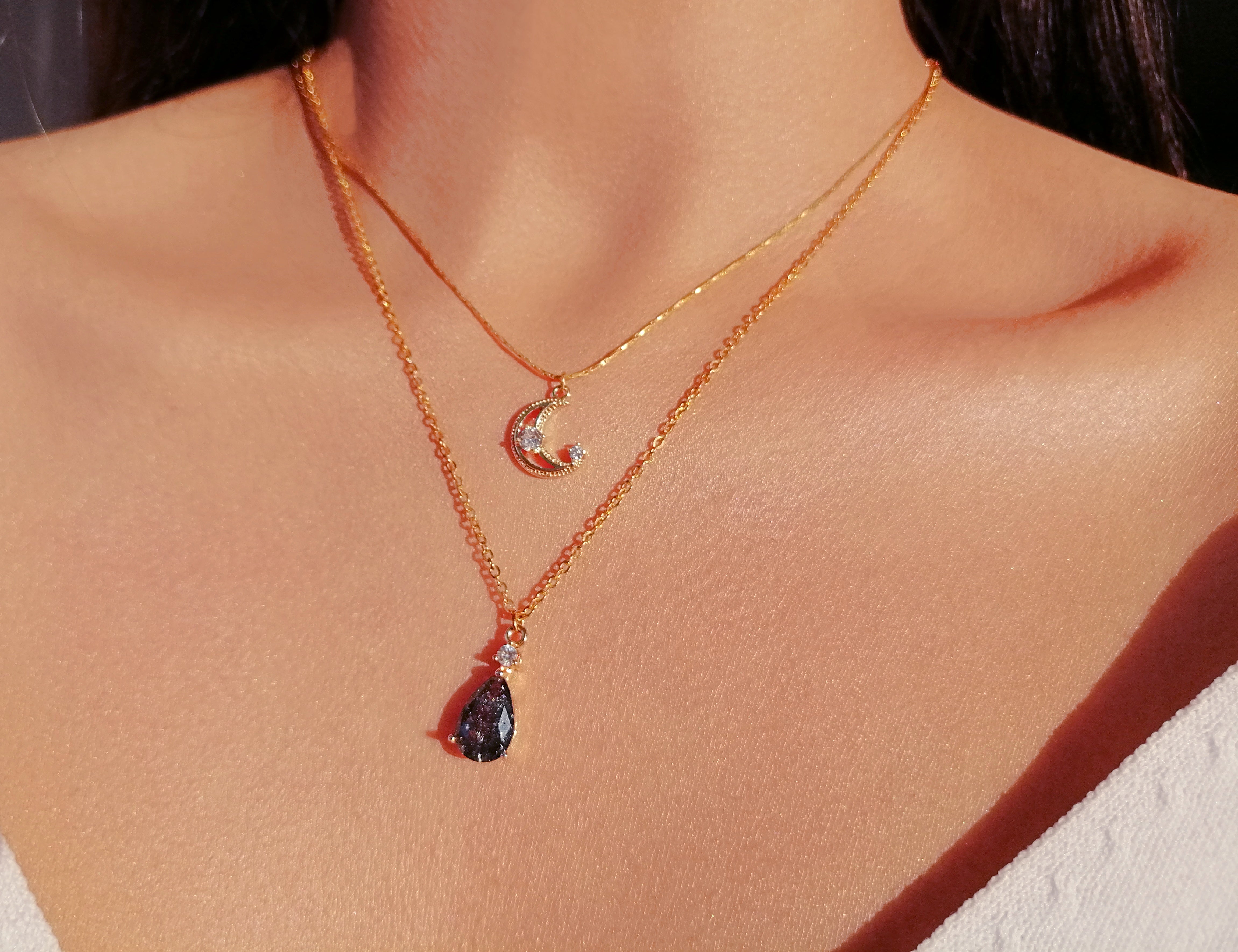 18K gold Plated Moon Layered Necklace