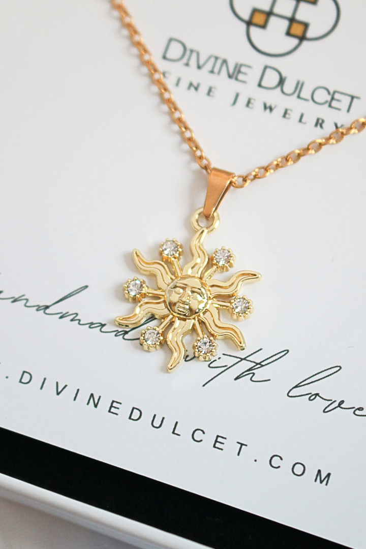 24 Karats  Sun Pendant Necklace