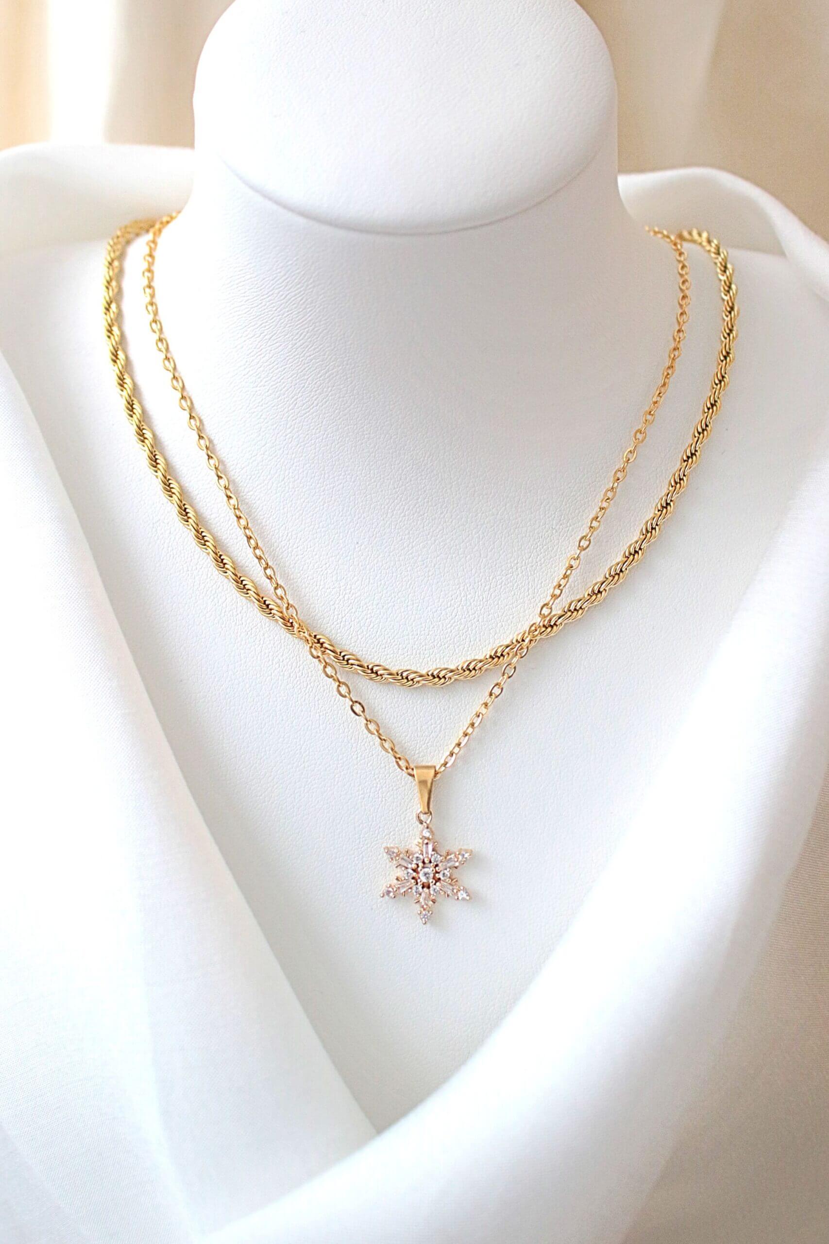 24K Gold Plated Snowflake Necklace