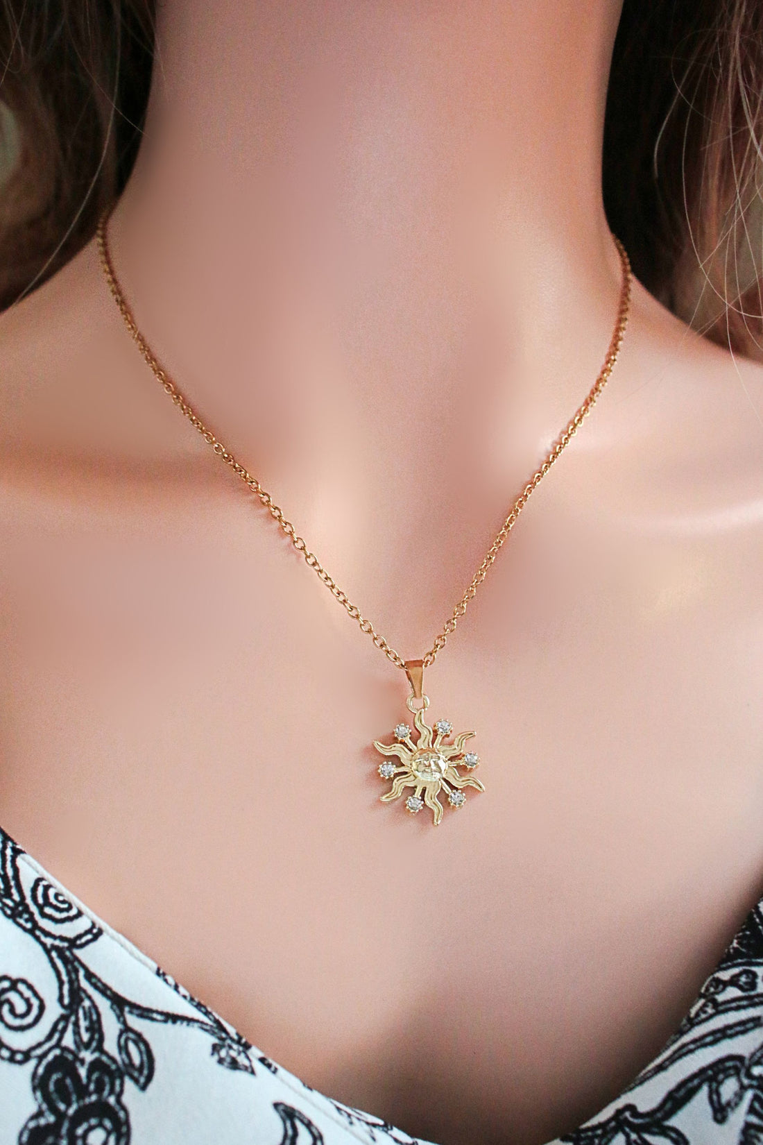24 Karats  Sun Pendant Necklace