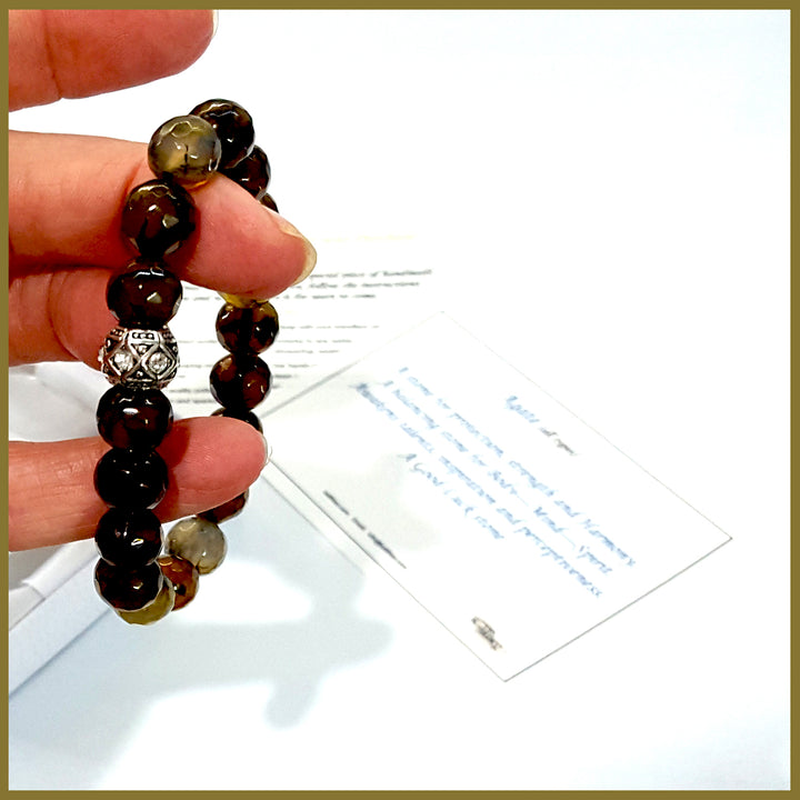 925 Sterilng Silver Agate Earthy Tones Bracelet