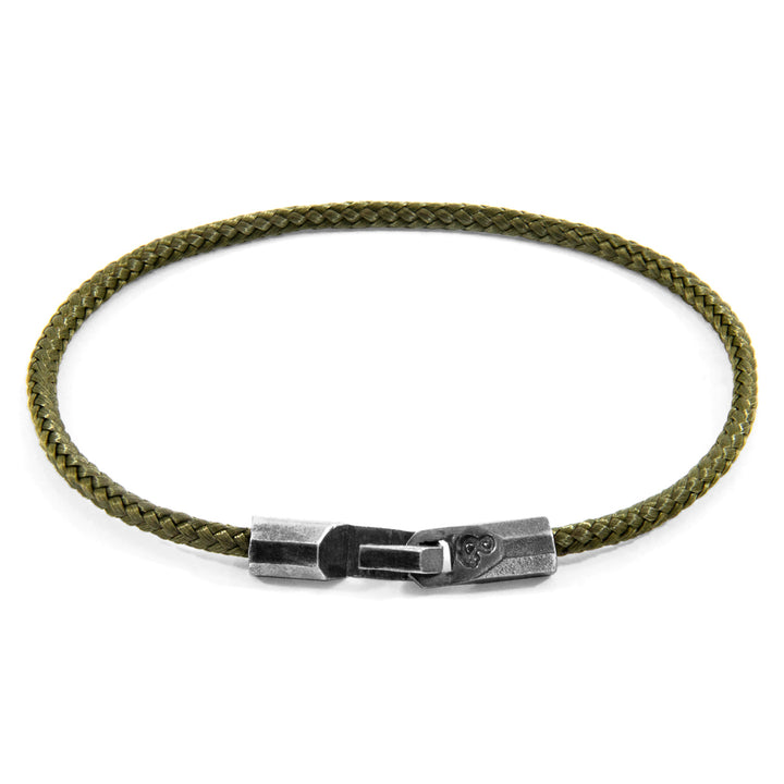 925 Sterling Sliver Khaki Green Talbot  and Rope Bracelet