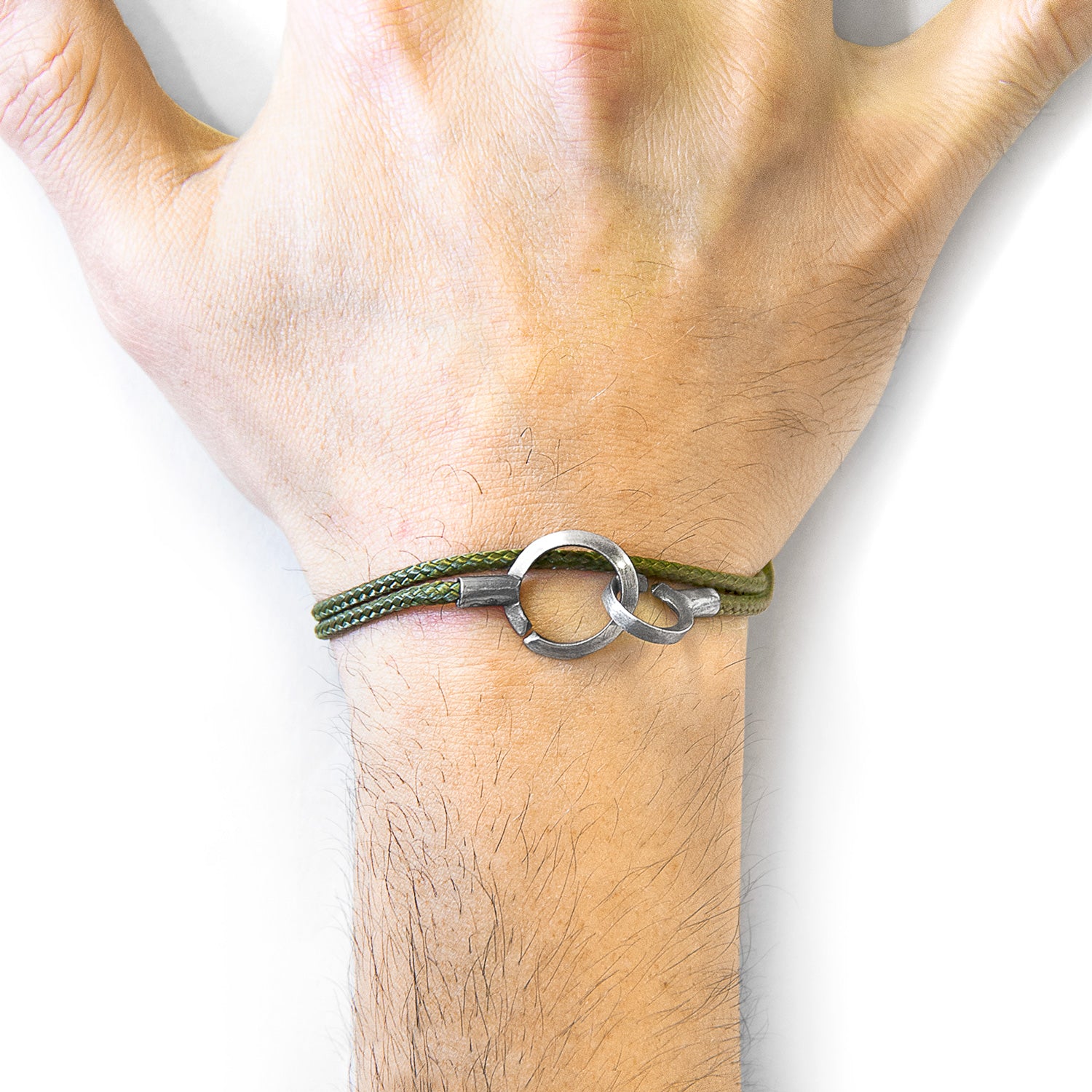 925 sterling silver Khaki Green Montrose Silver and Rope Bracelet