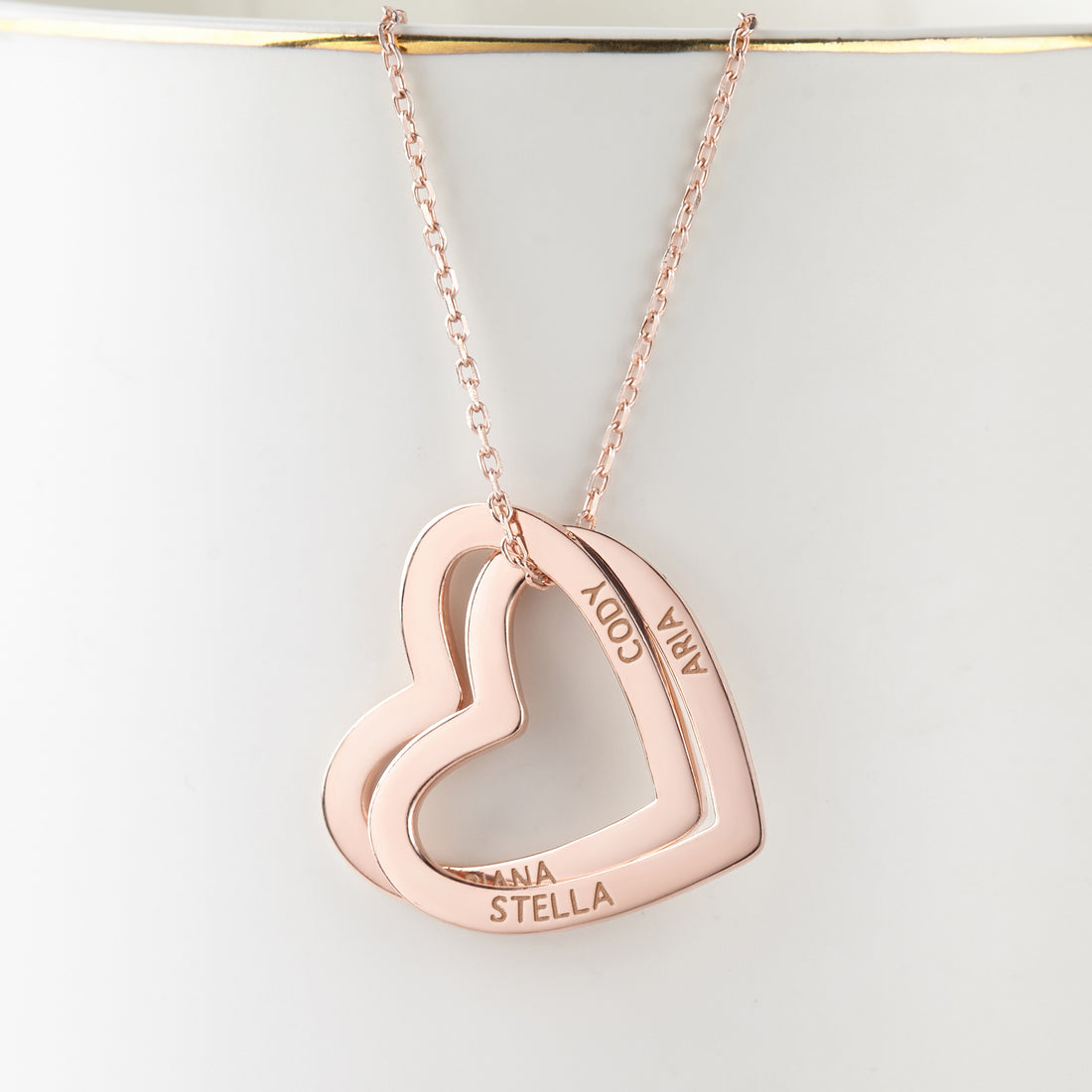 18K Gold Plated Children Names Jewelry, Heart Name Necklace
