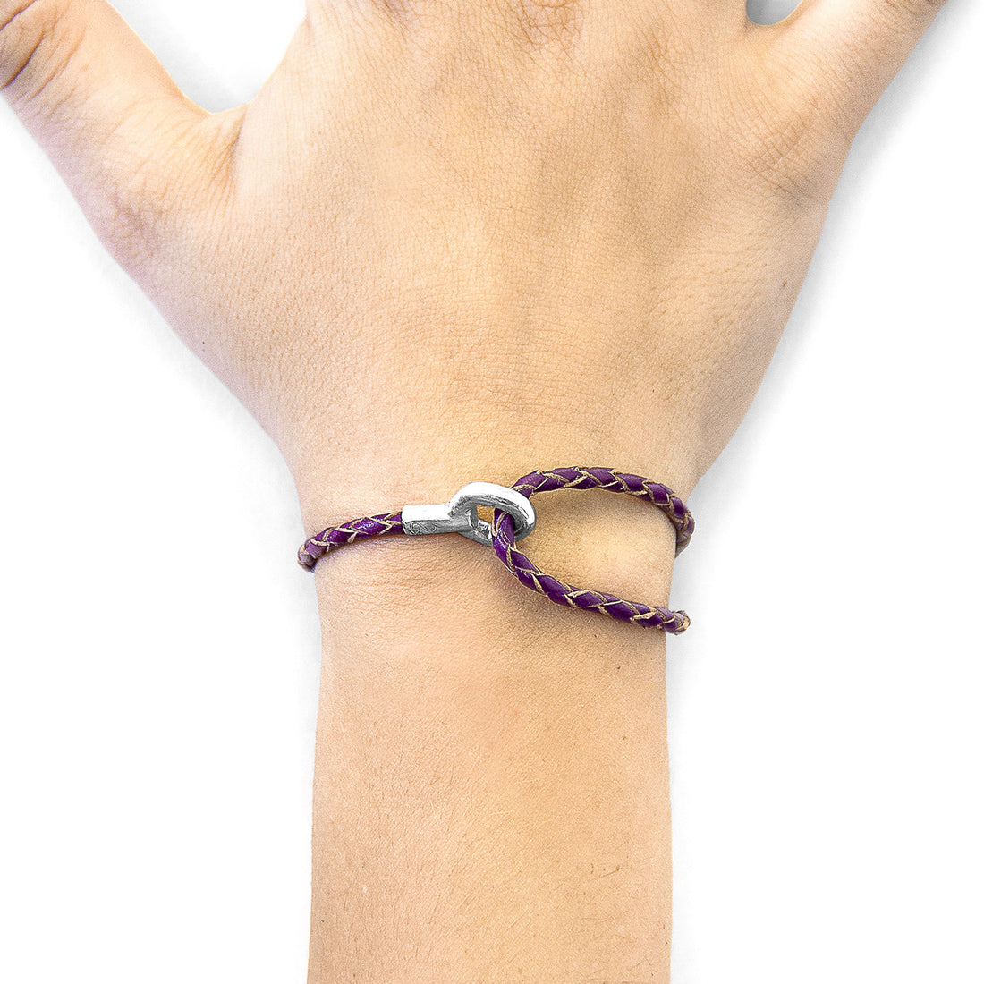 925 sterling silver Deep Purple Blake  Braided Leather Bracelet