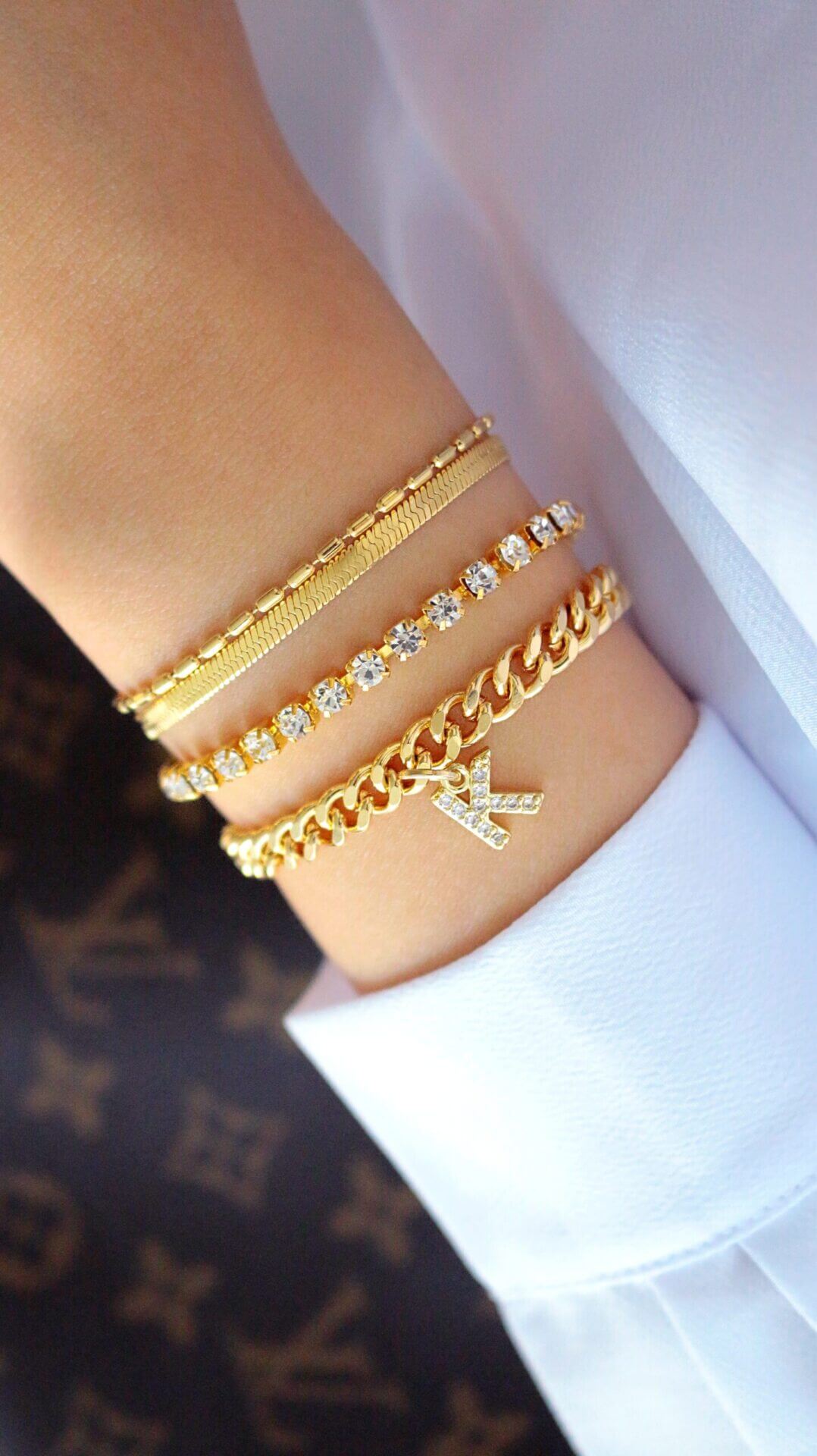 18K  Gold Plated Tennis  cubic zirconia   Link Bracelet