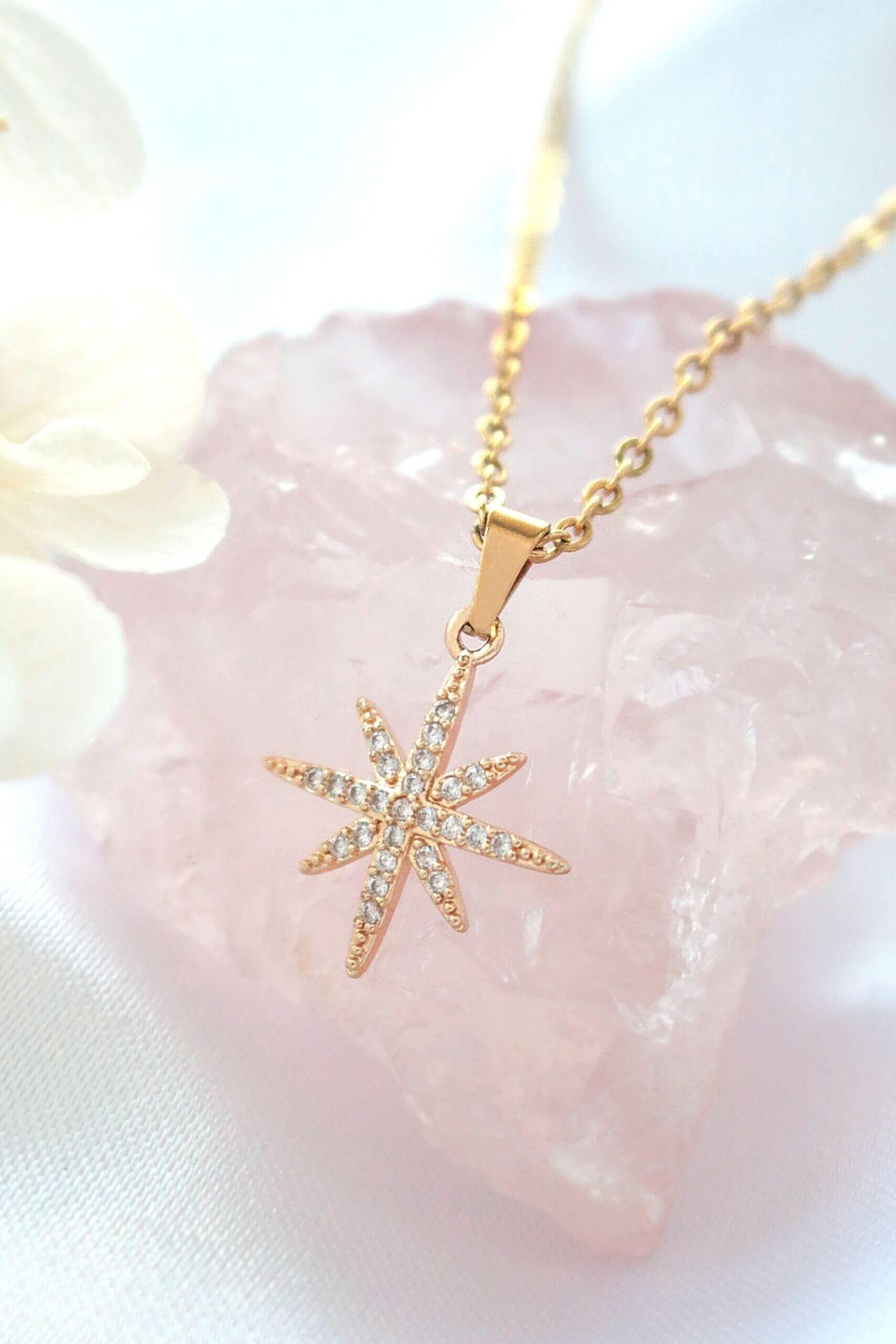 24K gold plated Polaris Star Necklace