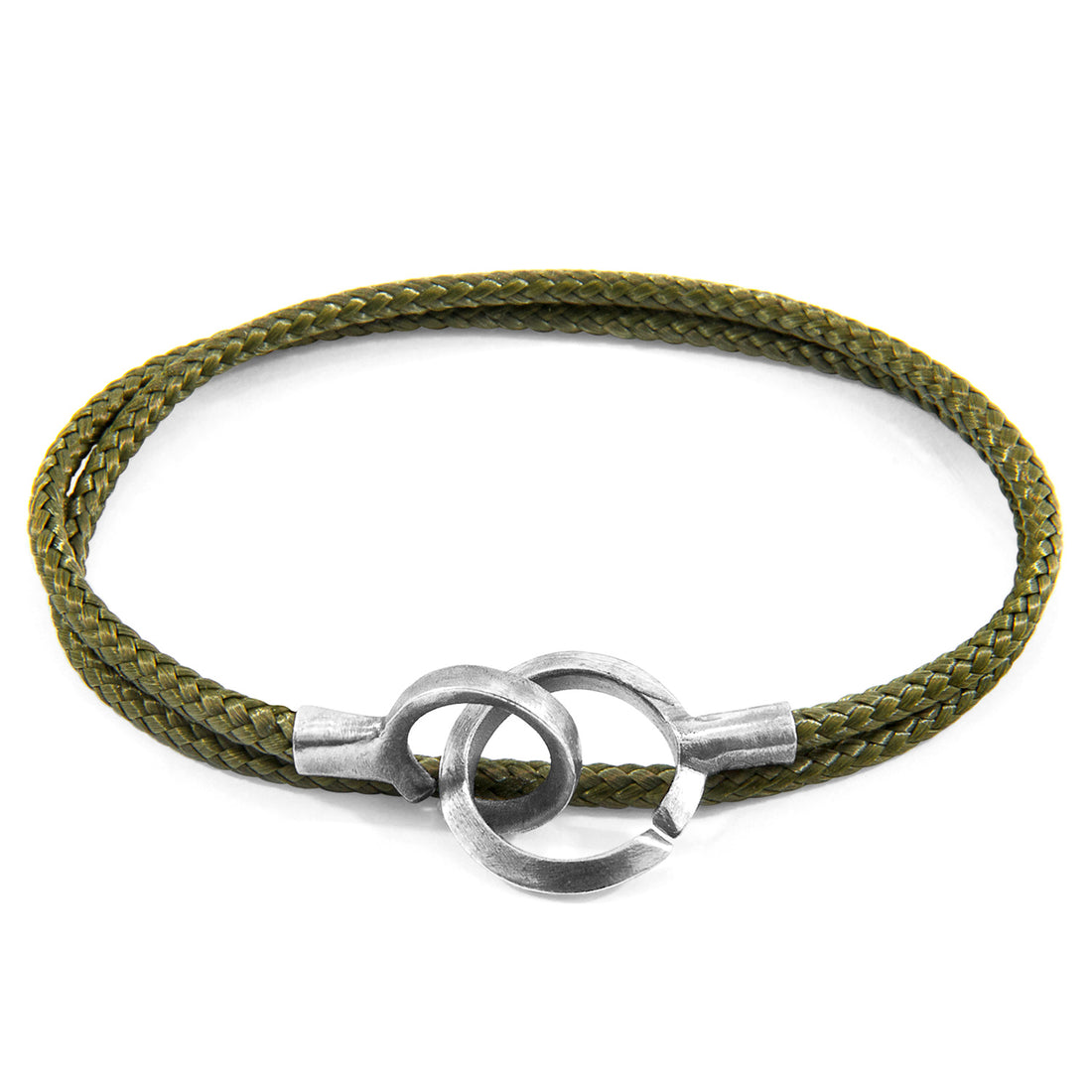 925 sterling silver Khaki Green Montrose Silver and Rope Bracelet