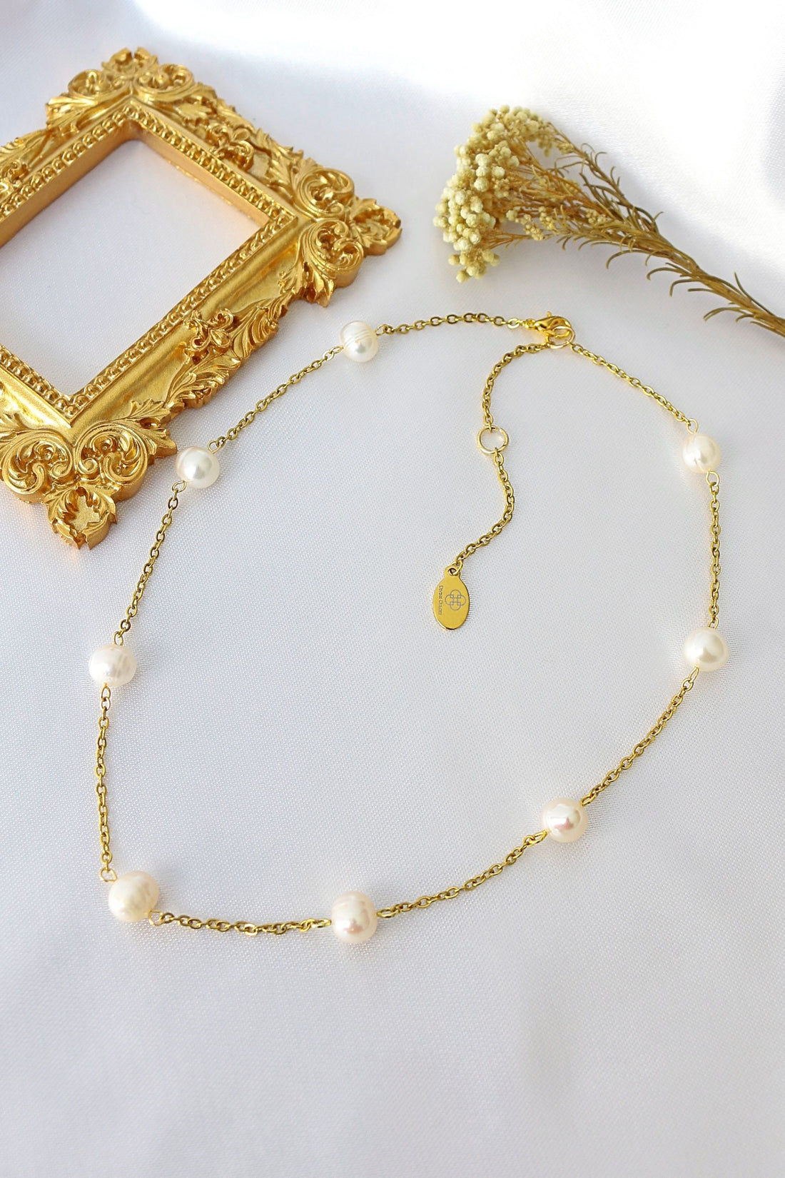 24K gold plated Baroque Freshwater Pearls Chain Choker