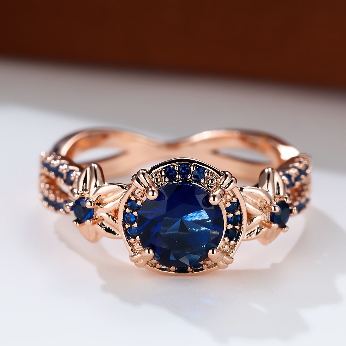 18K Gold Plated  Blue Sapphire Ring