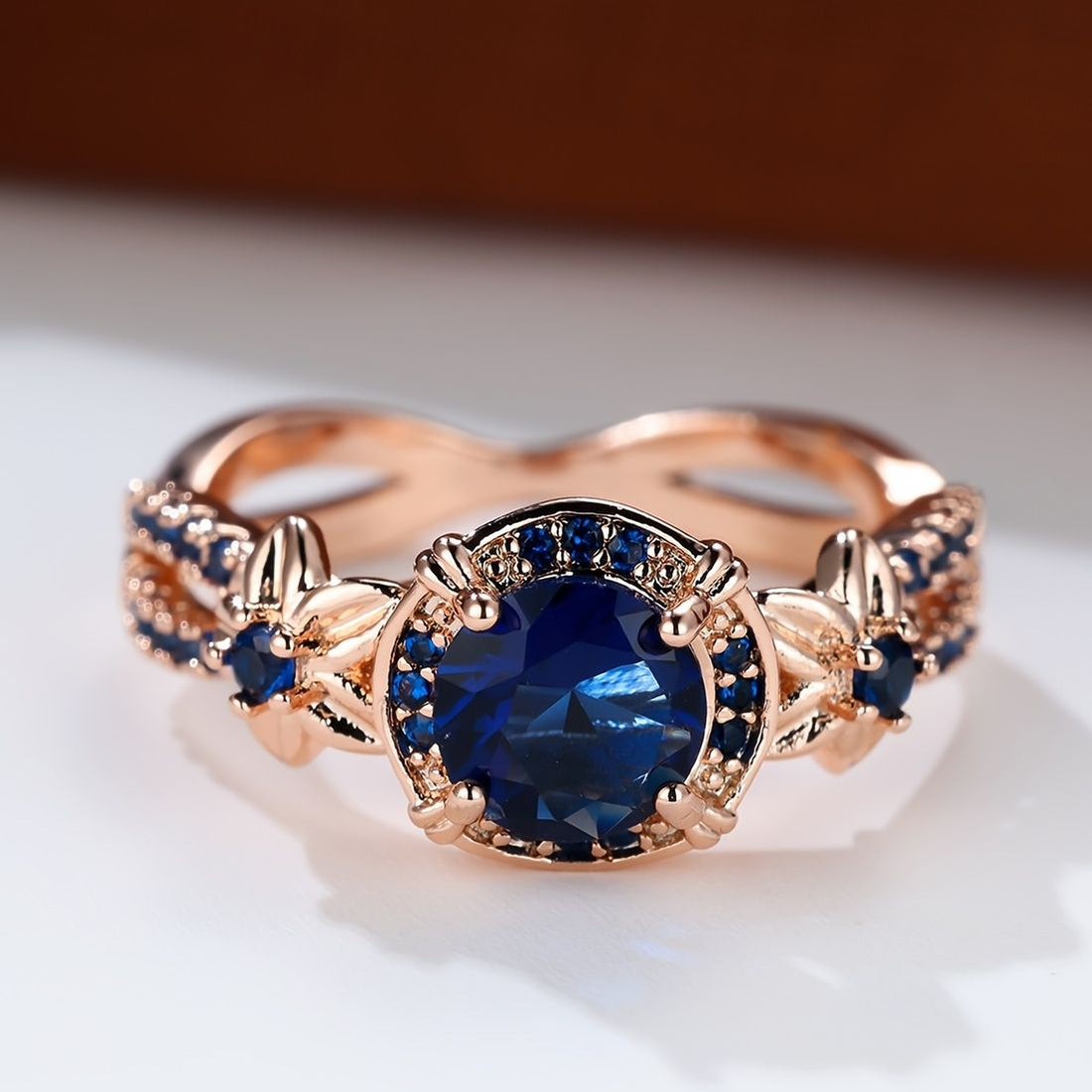 18K Gold Plated  Blue Sapphire Ring