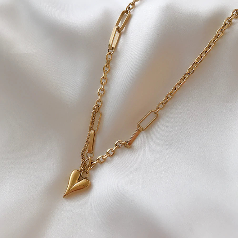 18K Gold Plated With Heart Shape Pedant Necklace