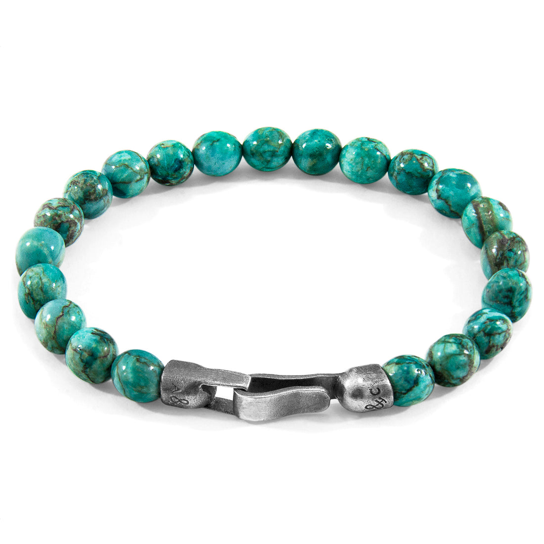 925 sterling Silver Blue Turquoise Nachi  and Stone Beaded Bracelet