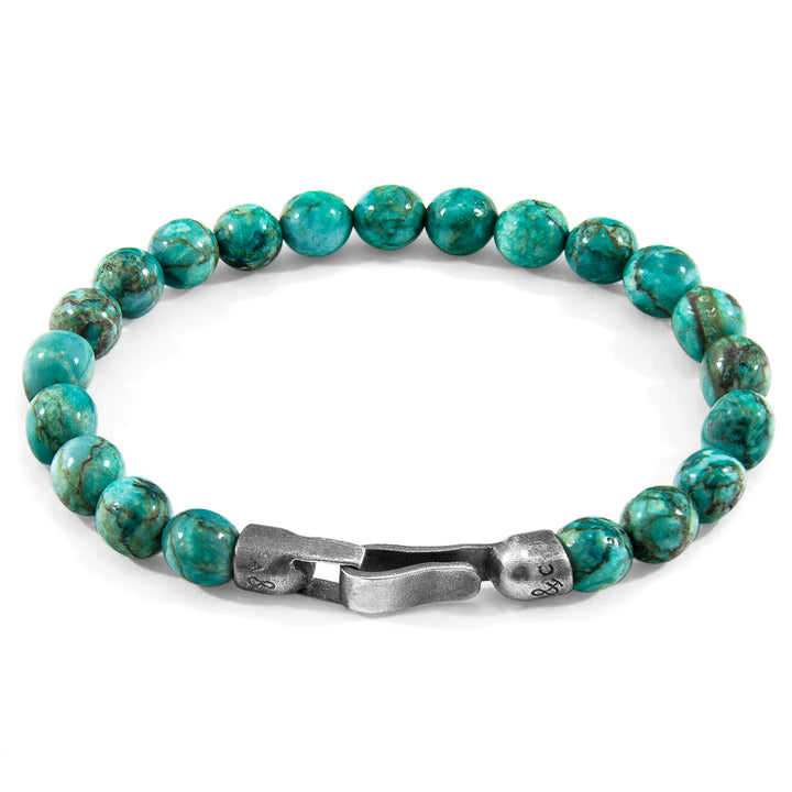 925 sterling Silver Blue Turquoise Nachi  and Stone Beaded Bracelet