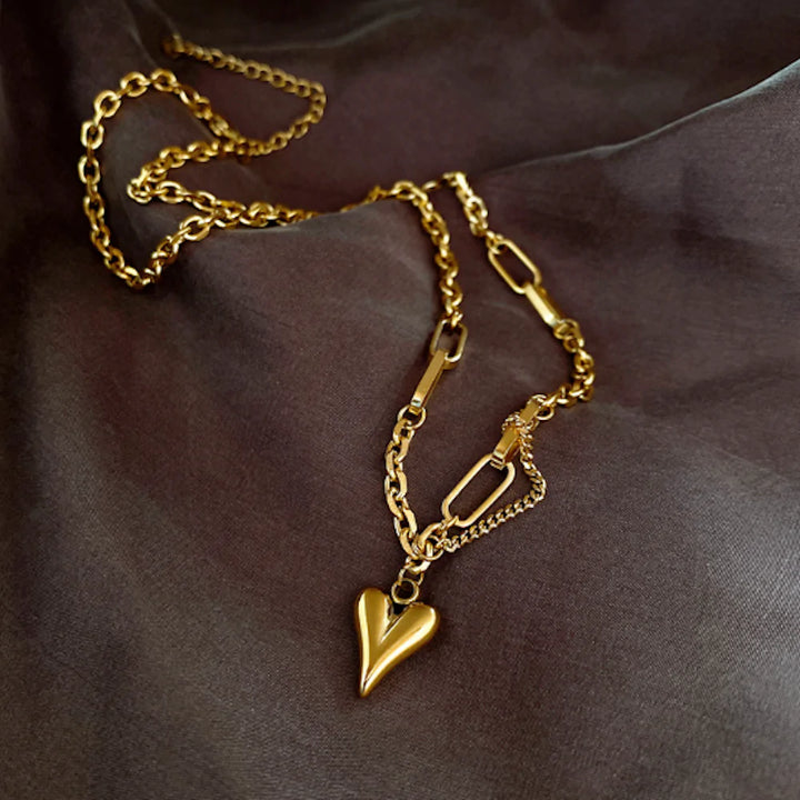 18K Gold Plated With Heart Shape Pedant Necklace