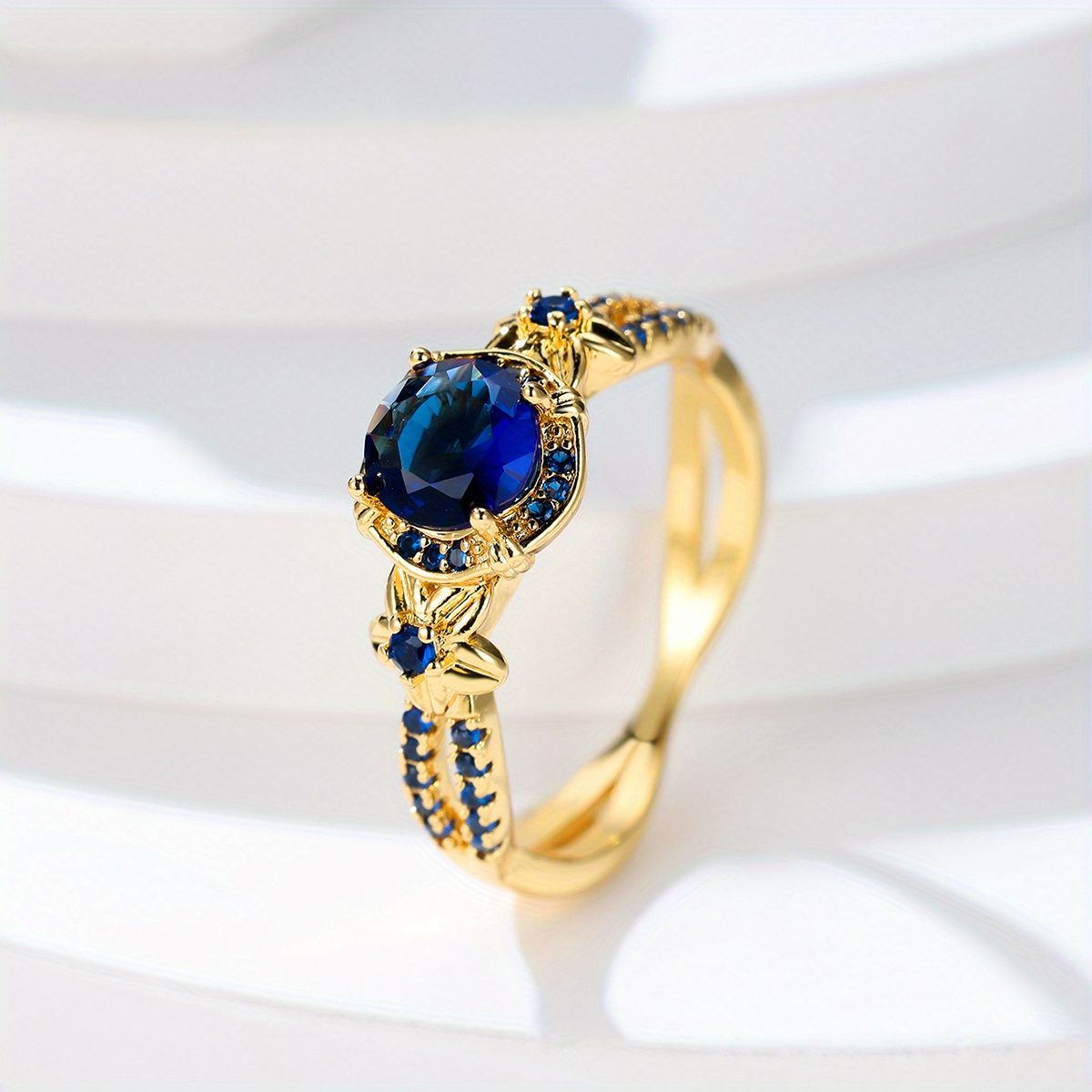 18K Gold Plated  Blue Sapphire Ring