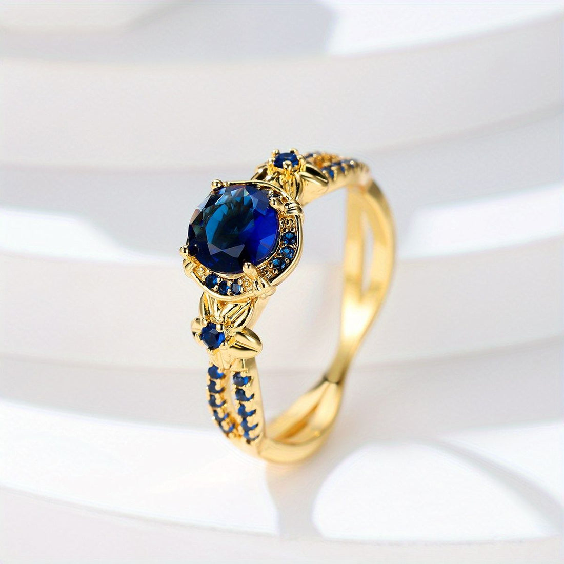 18K Gold Plated  Blue Sapphire Ring