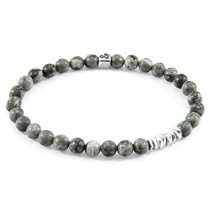 925 Sterling Silver Grey Jasper Atrato  Bracelet